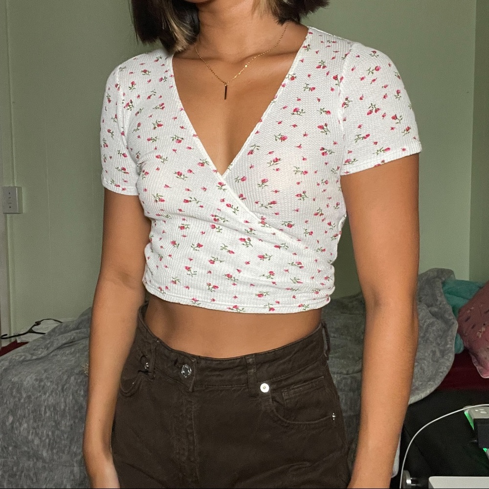 brandy floral wrap top